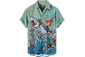 DADDYLOCO Men's Hawaiian Shirt Button Down Funny Printed Casual Short Sleeve Summer Beach Shirts