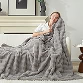 Cozy Bliss Fluffy Faux Fur Throw Blanket for Couch,Warm Cozy Soft Grey Throw Blankets for Sofa Bed Living Room,50x60 Inches
