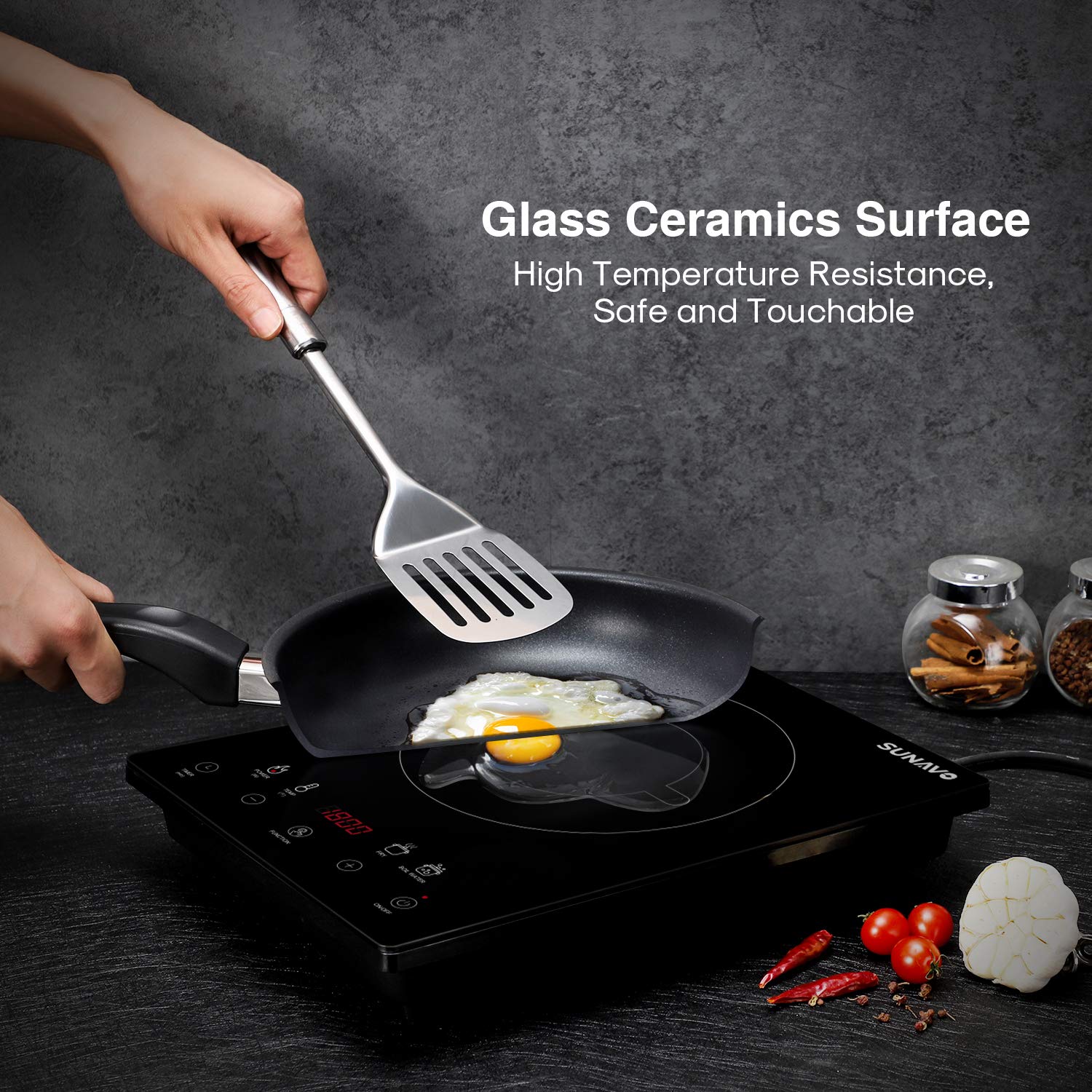 SUNAVO Portable Induction Cooktop Countertop Burner with Timer and 15