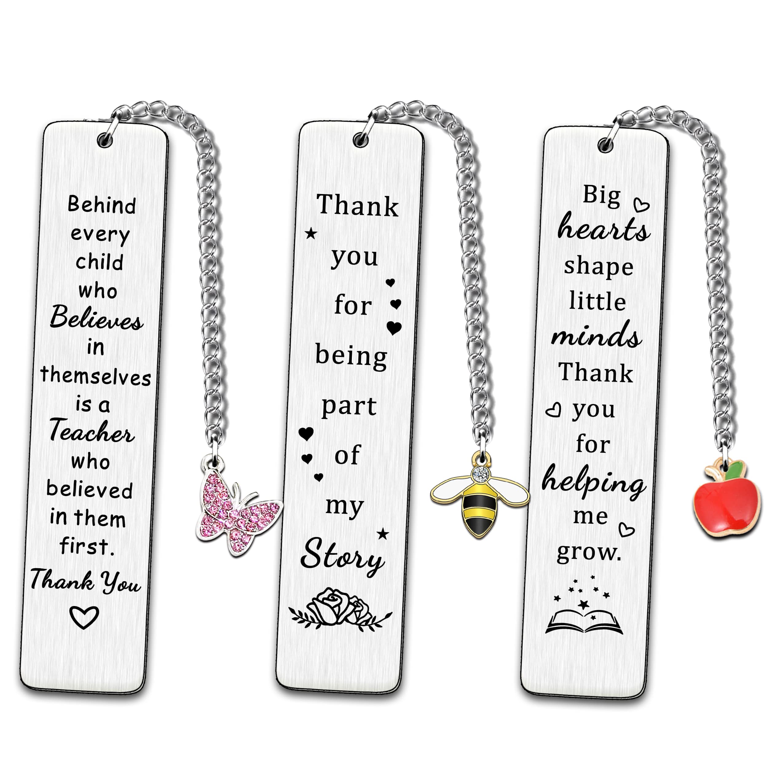 JMIMO 3PCS Teacher Gifts Thank You Teacher Bookmark Gift for Women Men Personalised Teacher Christmas Birthday Presents