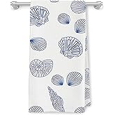 JMICPTUB Blue Seashell Coastal Beach Kitchen Towels, Beach Lover Gifts Dish Tea Towels, Funny Ocean Conch Nautical Decorative Hand Towel for Kitchen Bathroom, 16x24 Inch