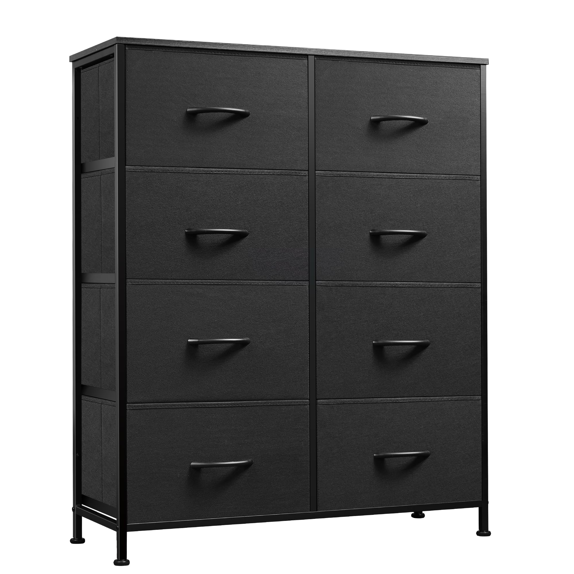 WLIVE Fabric Dresser for Bedroom, Tall Dresser with 8 Drawers, Storage Tower with Fabric Bins, Double Dressers, Chest of Drawers for Closet, Living Room, Hallway, Charcoal Black Image