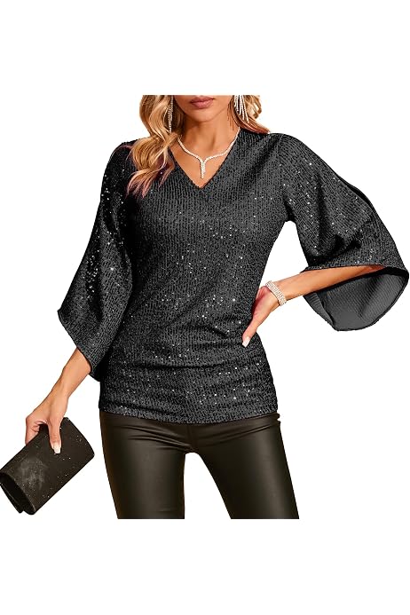 wallis black sparkle top