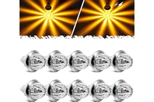 Partsam 10 Pcs 3/4 inch LED Amber Watermelon Side Marker Dual Function Strobe + Marker Lights, Clear Lens Clearance Tail Sign