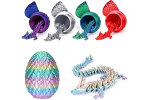 TBOLINE 3D Printed Dragon Eggs with Dragon Inside,Crystal Dragon in Egg,Executive Dragon Egg Gifts for Kids,Articulated Dragon,Adults Fidget Toys for Autism ADHD(Random Rainbow)