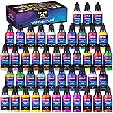 Airbrush Paint, ARTME 42 Colors with 3 Thinner, Ready to Spray, Opaque & Water Based Acrylic Airbrush Paint Set Including Metallic & Neon Colors, Premium Air brush Paints for Metal, Models, Plastic, Canvas, and Wood