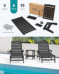 SERWALL Patio Chaise Lounge Chair Set of