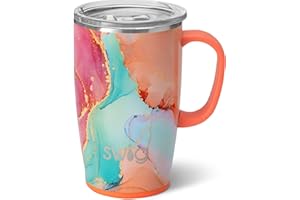 Swig Life 18oz Travel Mug, Insulated Tumbler with Handle and Lid, Cup Holder Friendly, Dishwasher Safe, Stainless Steel, Trav