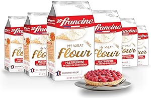 Francine Wheat Flour, T55 French Flour from France with Lower Gluten Content, Makes Great Breads, Pastries and Desserts, 35.3oz/1 kg (Pack of 6)