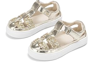 Tegeek Sparkly Sneakers for Girls 3-12 Years Slip-On Comfort Fit Casual Princess Shoes