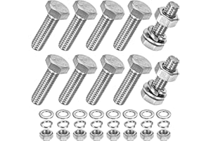 M METERXITY 10-Pack Hex Head Screw Bolt with Nuts Flat & Lock Washers M6x20mm Stainless Steel Bolts and Nuts Kit Fully Thread