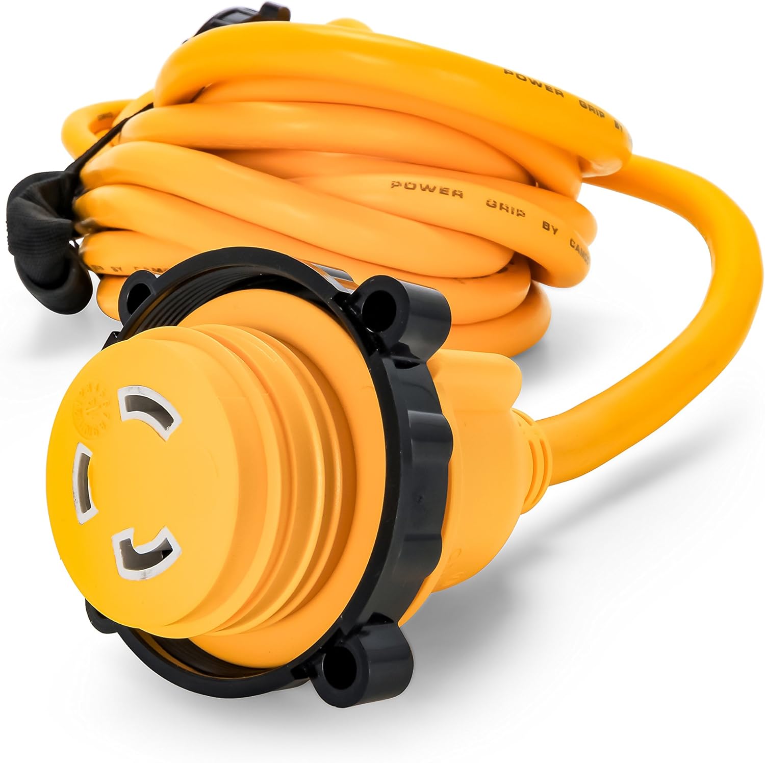 Camco 35' PowerGrip Marine Extension Cord with 30M/30F Locking Adapters | Allows for Additional Length to Reach Distant Power Outlets | Built to Last (55612): Automotive