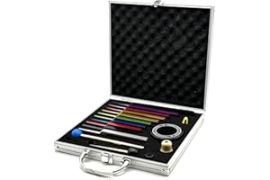 LROWVENU Solfeggio Tuning Forks Set, 10 pcs Unweighted Colorful Solfeggio Tuning Forks, Aluminum Alloy with Tuning Fork Activator,2 Rubber Mallet, Cleaning Cloth and Exquisite Aluminum Box.