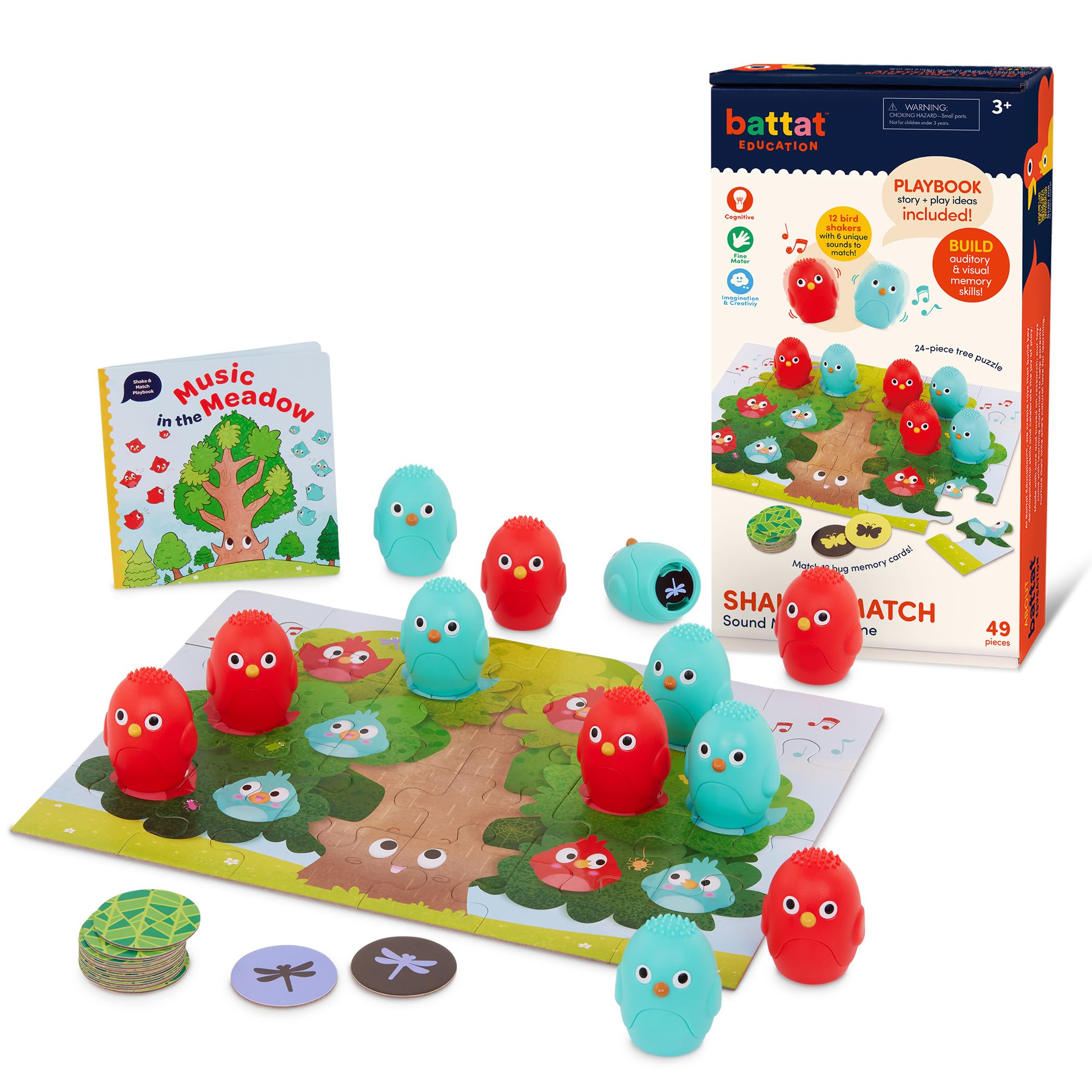 Battat Education Montessori Memory Game Sound Shakers Toy for Toddlers – Educational Matching Game with Colorful Egg Shakers