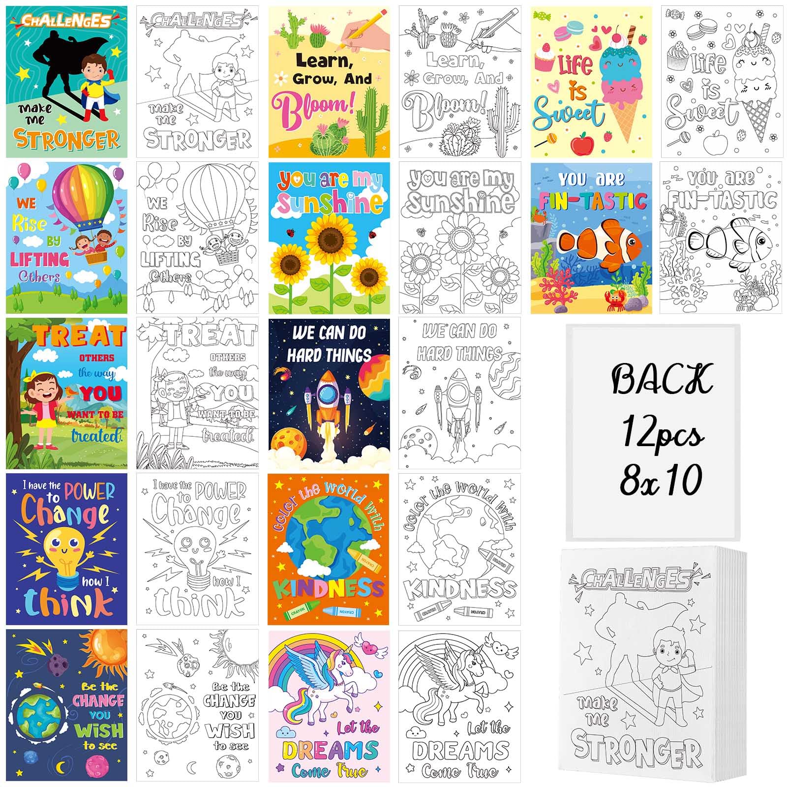 Photo 1 of Ctosree 12 Pcs Pre Drawn Canvas for Painting for Boys Girls Pre Printed Cute Bulk Painting Canvas with Pictures to Paint Gift for Valentines Party Favor Activities(Motivational,10" X 8")