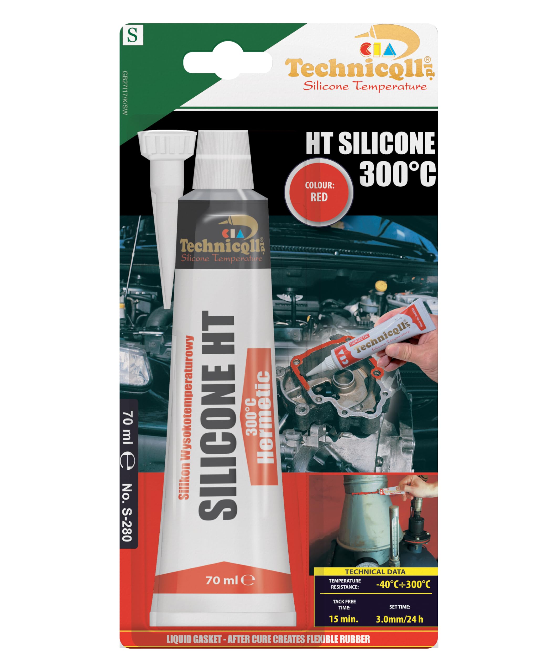 RED HIGH TEMPERATURE SILICONE ADHESIVE SEALANT 70ml HEAT RESISTANT 300'C "liquid gasket"