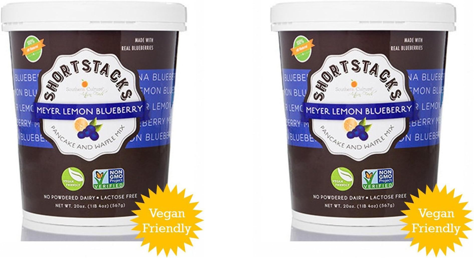Organic and GMO Free Shortstacks Pancake and Waffle Mix Meyer Lemon Blueberry (Pack of 2)
