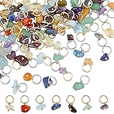 SUPERFINDINGS 84Pcs Natural Mixed Pendants Nuggets Gemstone Charms Crystal Stone Charms with Stainless Steel Jump Ring for Earring Necklace Bracelet Jewelry Making