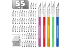 55 Pack Exacto Knife, Hobby Knife Set with 5 Craft Knives and 50 Precision Knife Blades(#11) for Art,Scrapbooking,Carving, DIY, Cutting, Stenciling by EGYPAMID