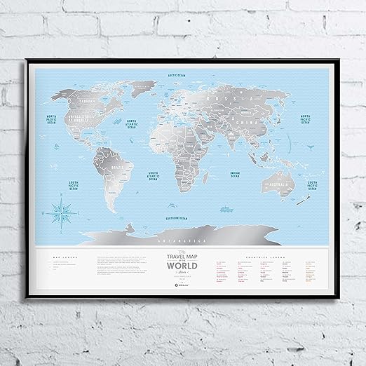 Grand Poster Carte Du Monde à Gratter De Qualité Supérieure