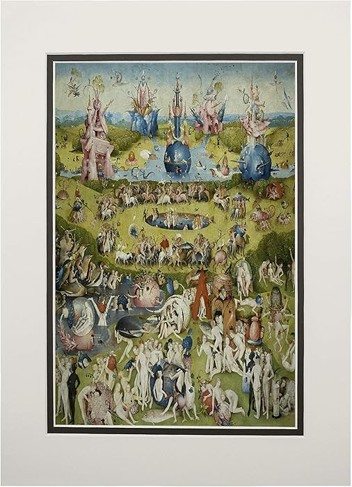The Garden of Earthly Delights, (Artist: Hieronymus Bosch c. 1480), Masterpiece Classic 57228 (11x14 Double-Matted Art Print, Wall Decor Ready to Frame)