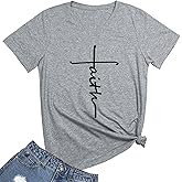 SELECTEES Women Faith Graphic V-Neck Cute Tee Shirts Tops