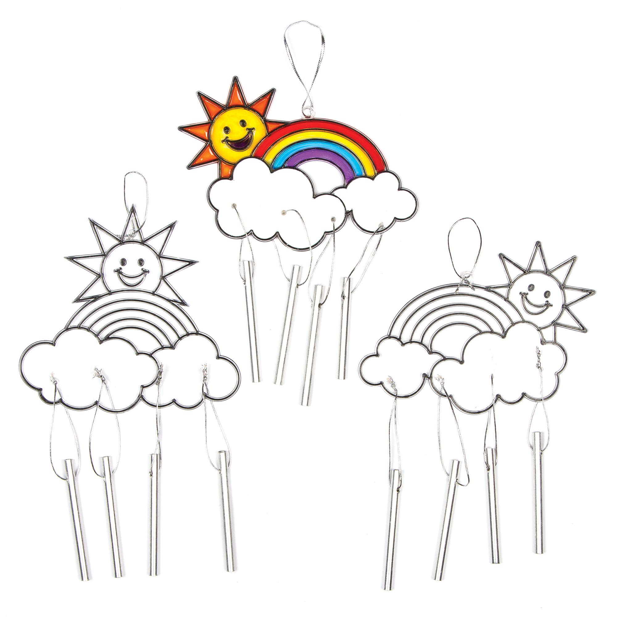 Baker Ross AG241 Rainbow Suncatcher Windchimes Craft Set for Kids to Decorate— Novelty Toys for Children, Perfect Party, Loot or Prize Bag Filler (Pack of 4)