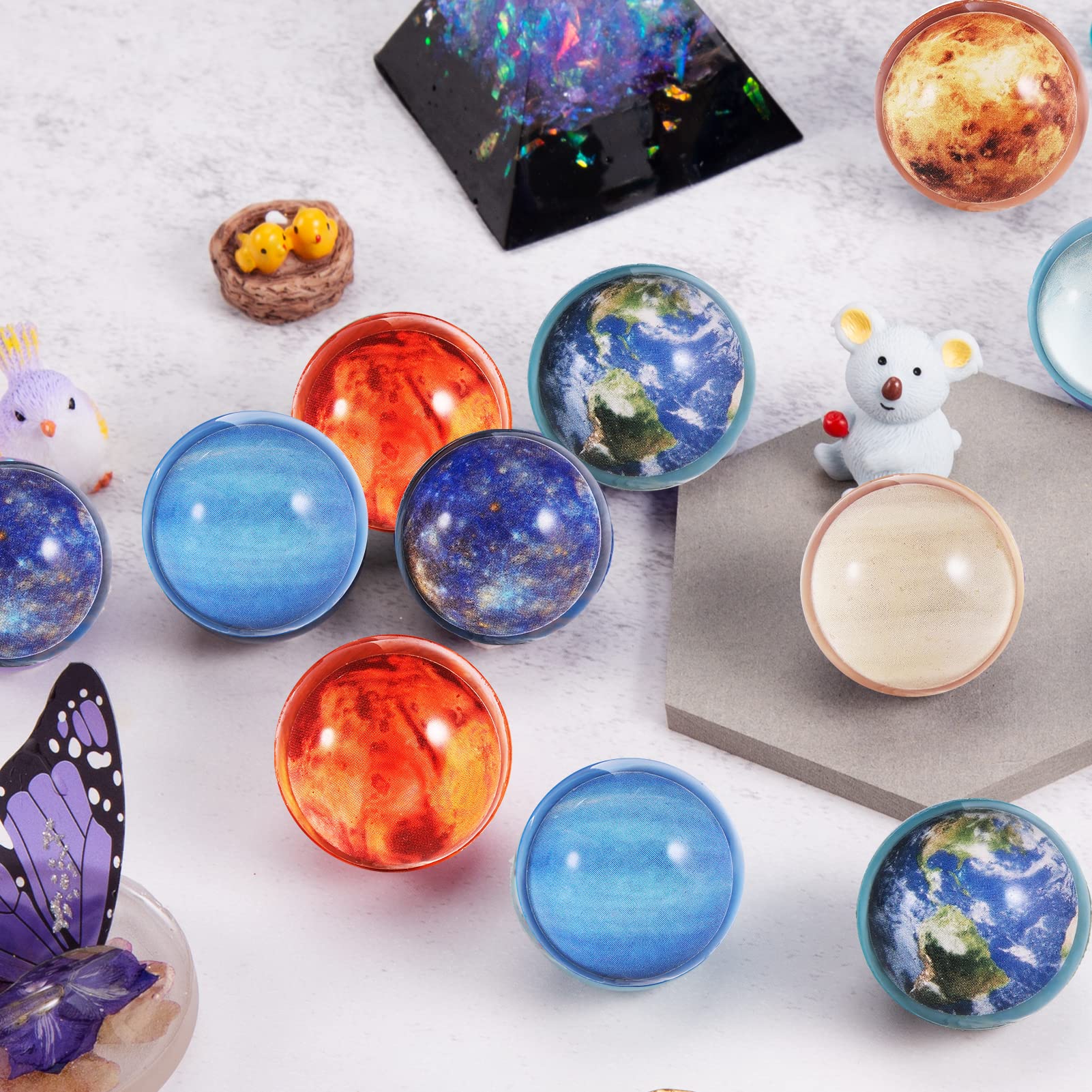 Pllieay 24PCS Bouncy Balls, Space Solar System Eight Planets Themed Bouncy Balls for Kids Party Favors, Gift Bag Filling, 32mm