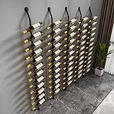 Wine Rack Wall Mounted, 72.8in High Metal Wine Bottle Holder for 12 Bottles, Kitchen Organization and Wine Storage for Commercial Restaurants Pantry Bar Wine Cellar (Black, Two rows-24 Bottles)