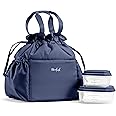 Fit & Fresh Lunch Bag For Women, Insulated Womens Lunch Bag For Work, Stain-Resistant Large Lunch Box For Women With Containers, Cinch Closure Cromwell Bag, Navy
