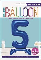 Unique Blue Standing Number 5 Foil Balloon 30 inches Packed view 2