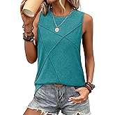WIHOLL Women's Sleeveless Summer Crewneck Loose Fit Tank Tops