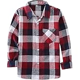 Little Girls' Boys' Long Sleeve Button Down Plaid Flannel Shirt
