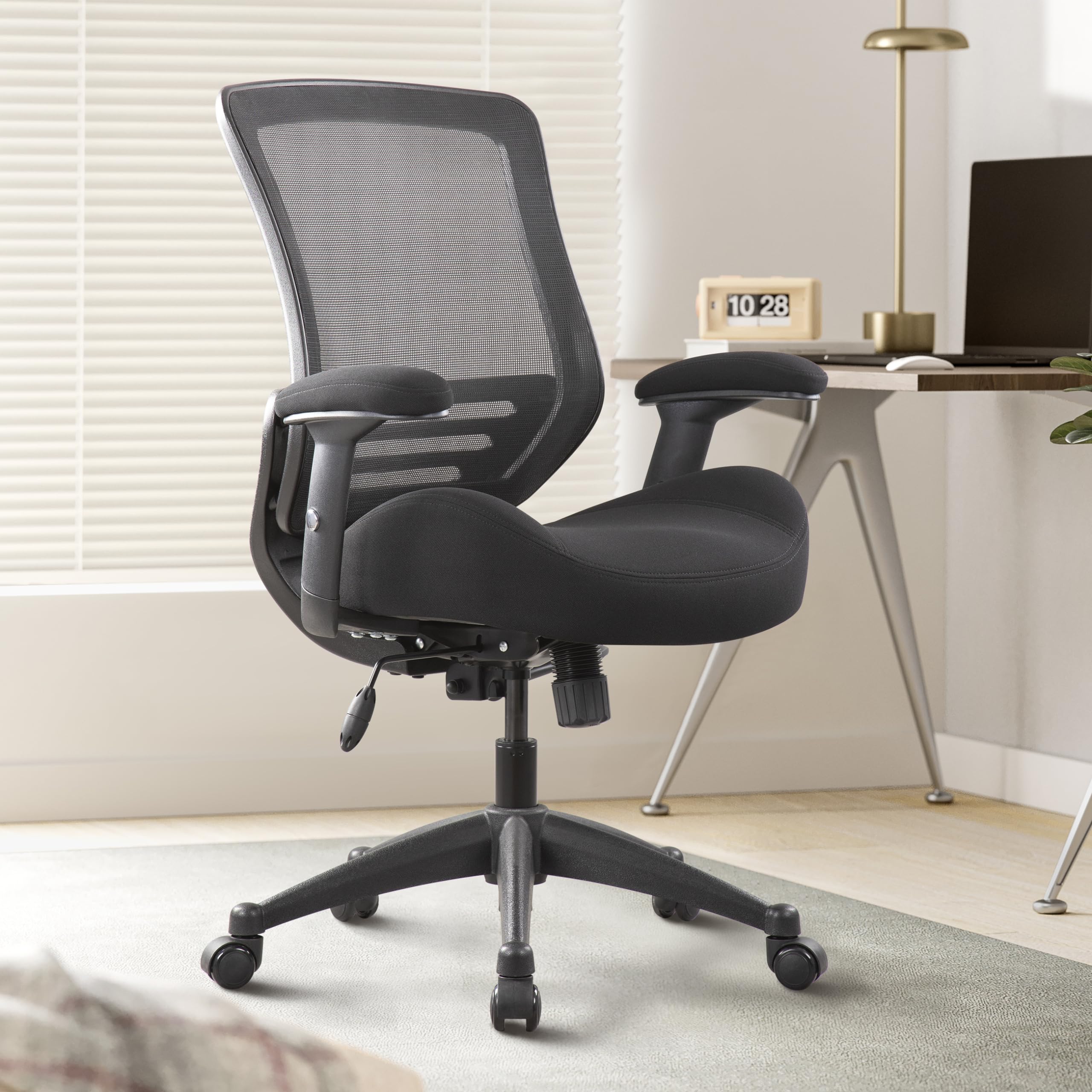 BOLISS 400lbs Mesh Ergonomic Super Soft Wide Cushion Office Computer Desk Chair Adjustable Arms(Black)