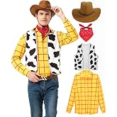 EFORLED Couples Halloween Costumes for Men 2026 Adult,Cowboy Yellow Plaid Shirt Outfit