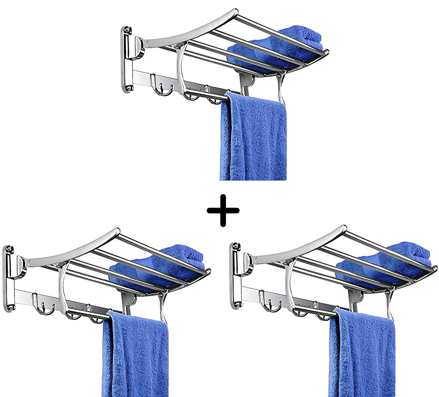 Plantex High Grade Stainless Steel Folding Towel Rack for Bathroom