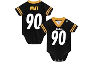 OUTERSTUFF TJ Watt Pittsburgh Steelers #90 Black Newborn Infants Team Color Home Creeper Bodysuit Player Jersey