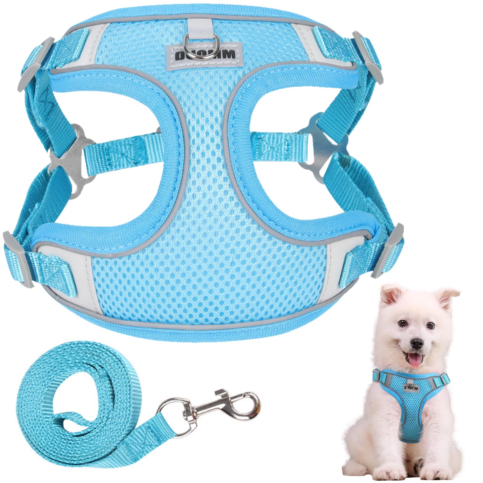 Ledeak No Pull Harness for Dogs, Breathable Mesh Step in Dog Harness, Adjustable Dog Harnesses, Dog Vest Harness with Reflective Strip, Lightweight Dog Harness for Small Medium Large Dogs (Blue, XL)