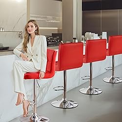 Yaheetech Bar Stools Set of 4, Adjustable PU