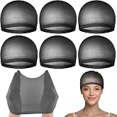 PLULON 6 Pcs Black Wig Cap for Women, Mesh Stocking Wig Caps Net Closed End Hair Mesh Net Liner Ultra-thin Invisible for Women Men Cosplay Show Halloween Bachelorette Party Music Festivals Daily Life