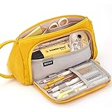 EASTHILL Big Capacity Pencil Case Canvas High Large Storage Pouch Marker Pen Case Simple Stationery Bag School College Office