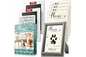 dyfurn Dog & Cat Paw Print Kit with Solid Wood Picture Frame | 2 Extra-Large Clean Touch Inkless Ink Pads | Paw Prints for Dogs & Cats Non-Toxic | Paw Print Stamp Kit | Perfect for Pet Lovers