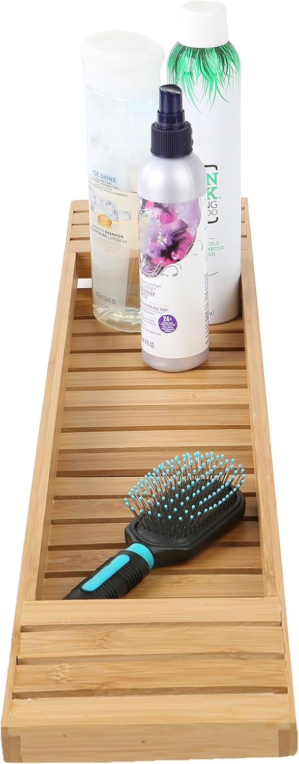 Mind Reader Bathroom Shower Organizer for Shampoo, Soap, Razors, and Much More Bamboo Bathtub Tray, Brown Bath Caddy: Home & Kitchen