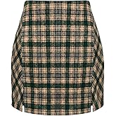 Mini Plaid Skirt for Women A-Line High Waisted Bodycon Skirts Winter Casual Skirt