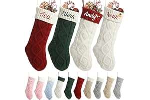 Personalized Christmas Stockings, 18” Large Custom Stockings with Embroidered Name, 1 Pack Knitted Xmas Stocking for Kids,Hol