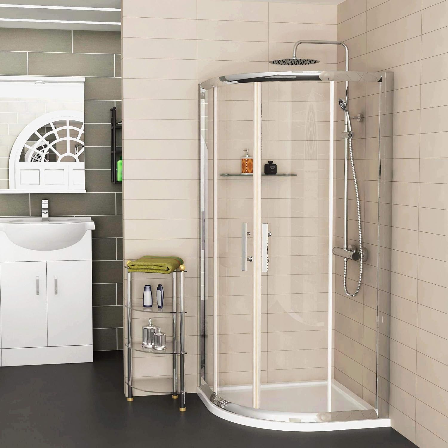 Royal Bathrooms 6mm Glass Double Sliding Door Walk in Quadrant Shower