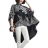 ellazhu Women's Asymmetrical Button-Up High-Low Short-Sleeve Batwing Top Oversized Shirt Blouse GA2305 A