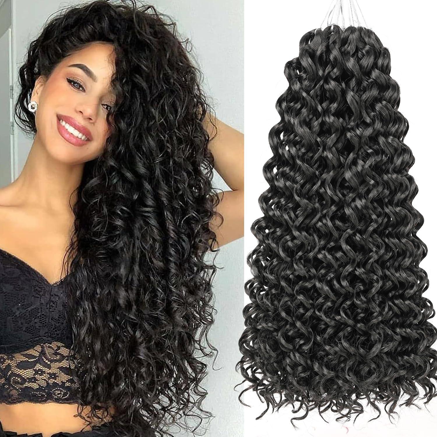 Mscat 8 Pack GoGo Curl Crochet Hair - 18 Inch Water Wave & Beach Curl Synthetic Deep Wave Extensions — image 1