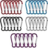 30pcs 1.9" Carabiner Caribeener Clips Spring Snap Hook Clips , red, Light Blue, Purple, Silver and Black. Used for Connecting Equipment to Backpacks or Belts, securing Tents Various