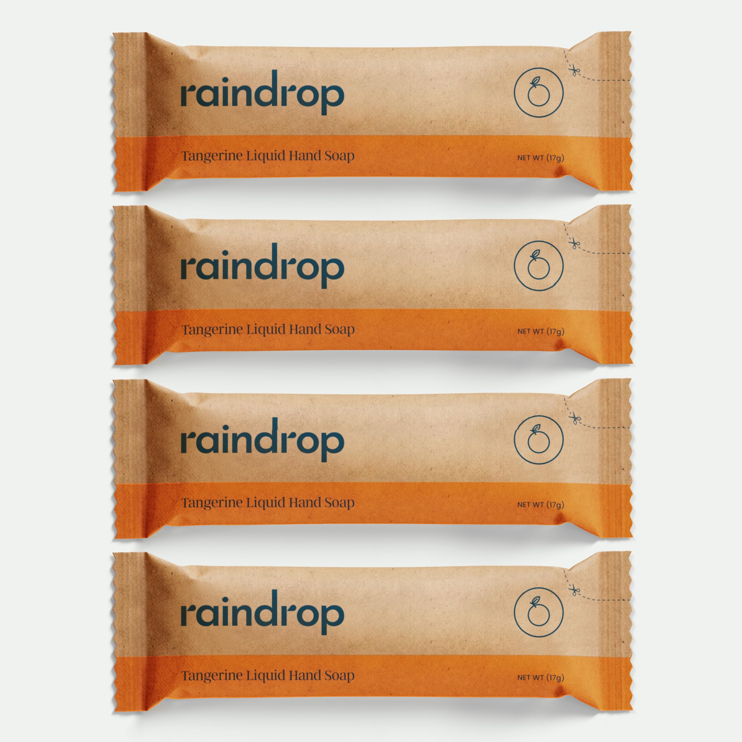 Raindrop Zero Plastic Soap Refills 4x 300ml | Use In Any Liquid Dispenser | Easy To Use, Smaller To Store | Tangerine
